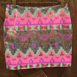 Sequin Mini Skirt w/ Mint Back - Medium